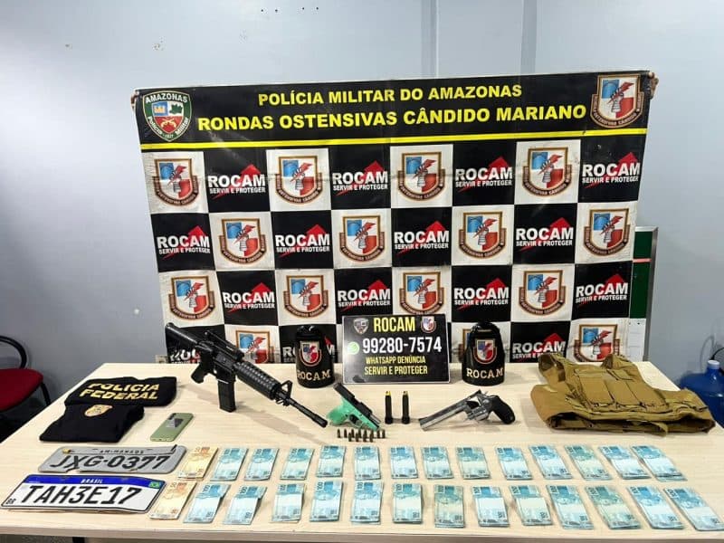 Suspeito de assalto é preso com fuzil falso e R$ 28 mil em Manaus